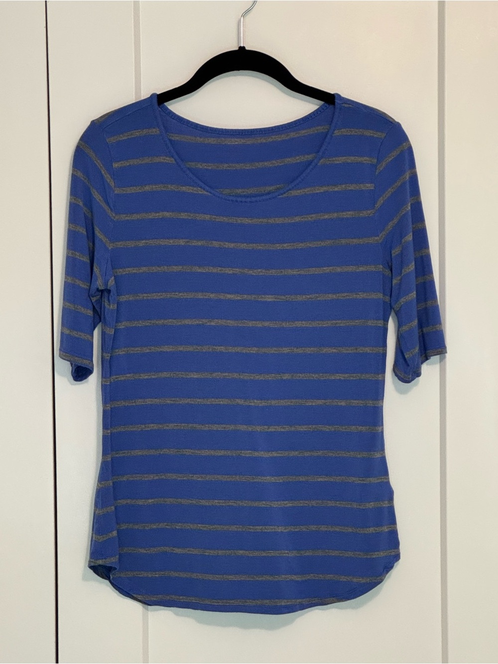 Blue Striped Scoop Neck Women’s Top